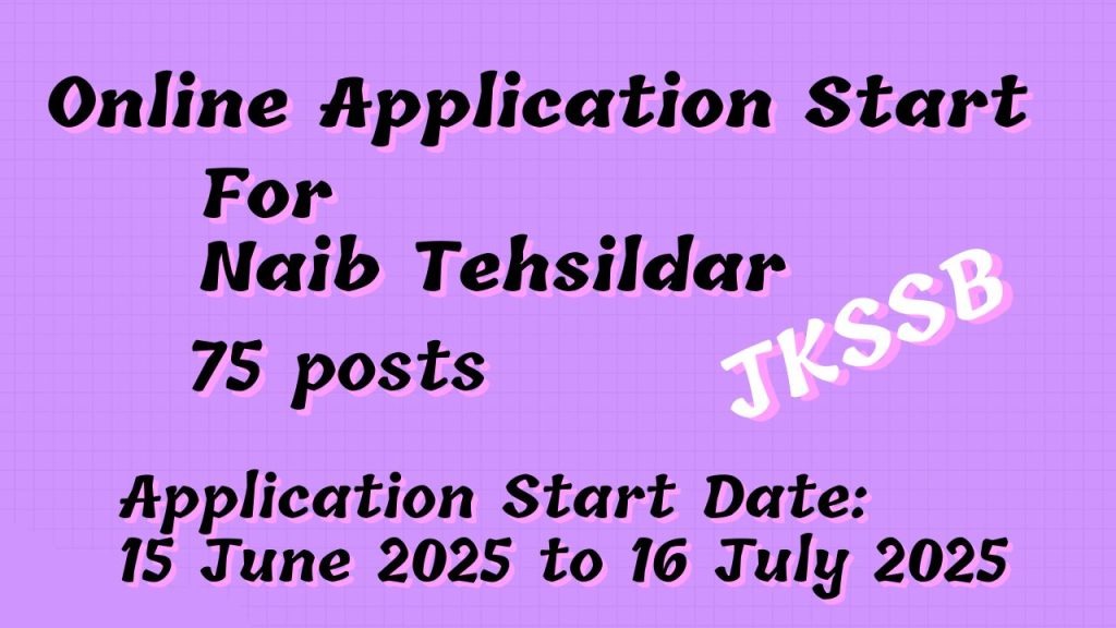 JKSSB Invites Online Applications For Naib Tehsildar