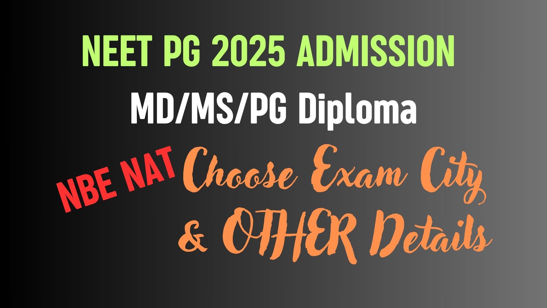 NEET PG Admission 2025 Examination Test
