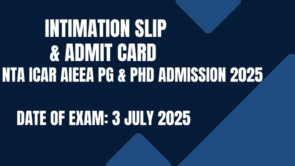 NTA ICAR AIEEA PG & Phd Admission