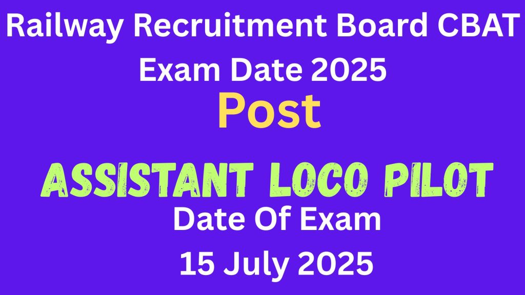 Railway Recruitment Board ALP CBAT Exam City SLIP