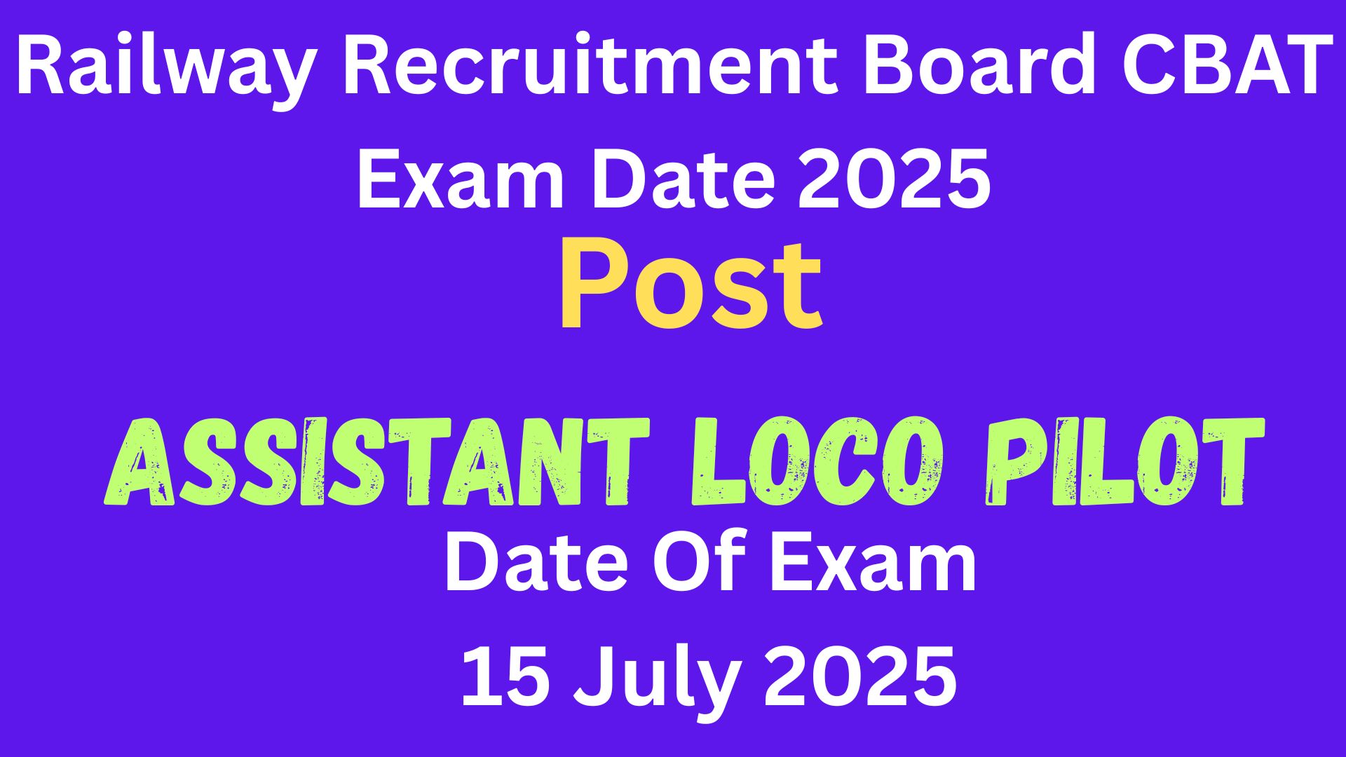 Railway Recruitment Board ALP CBAT Exam City SLIP